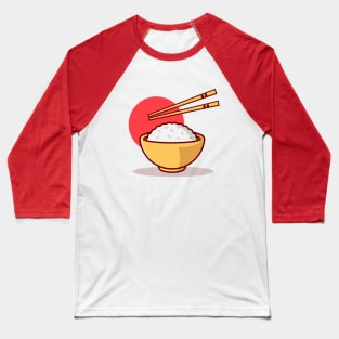 Japanese Rice Bowl with Chopsticks Baseball T-Shirt